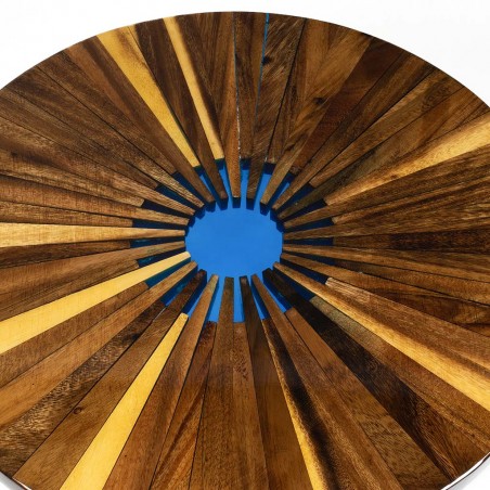 Nowoczesny stolik kawowy 60 cm rozeta orzech z żywicą