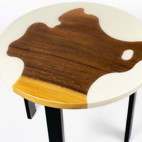 Okrągły stolik do salonu lite drewno z żywicą epoksydową