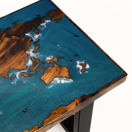 Nowoczesna ława drewniana do salonu mapa świata